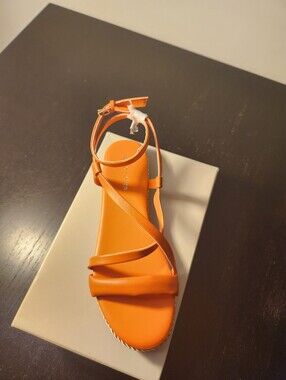 Marc Fisher Women’s Orange Strappy Ankle‑Tie Sandal